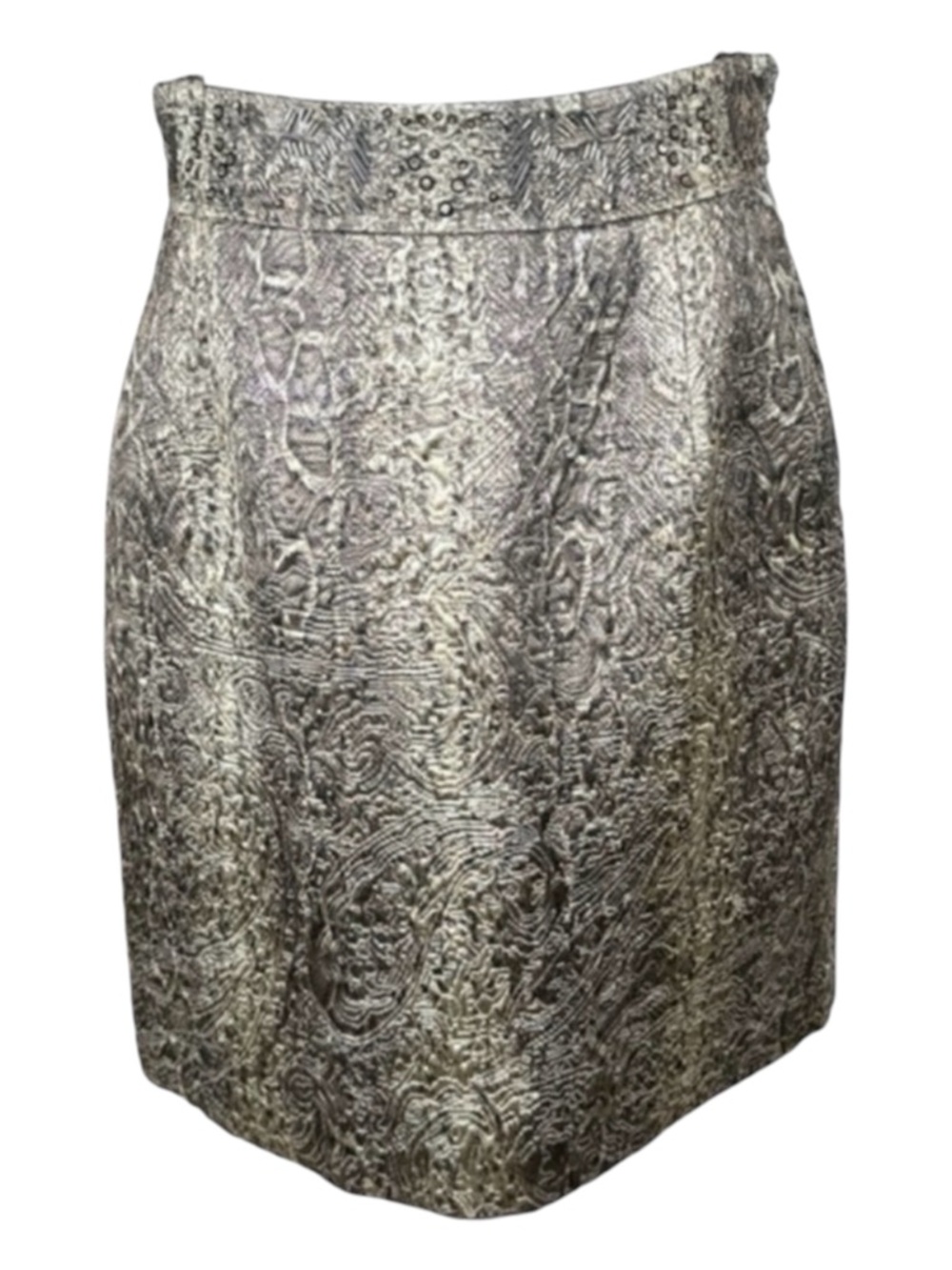 ANTONIO MELANI Zenon Snakeskin Print Skirt w/Beading on Waist, Lined, Size 8.